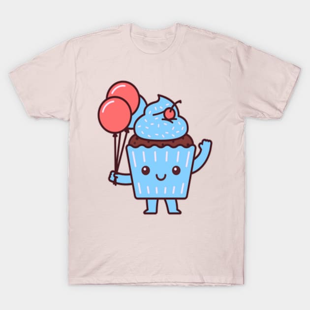 blue birthday cupcake kawaii T-Shirt by MN-STORE